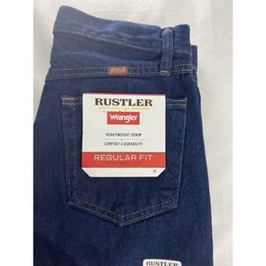 Rustler Wrangler Men Jeans 29X30 Straight Reg Fit 87619PW Heavyweight Dk Blue G6